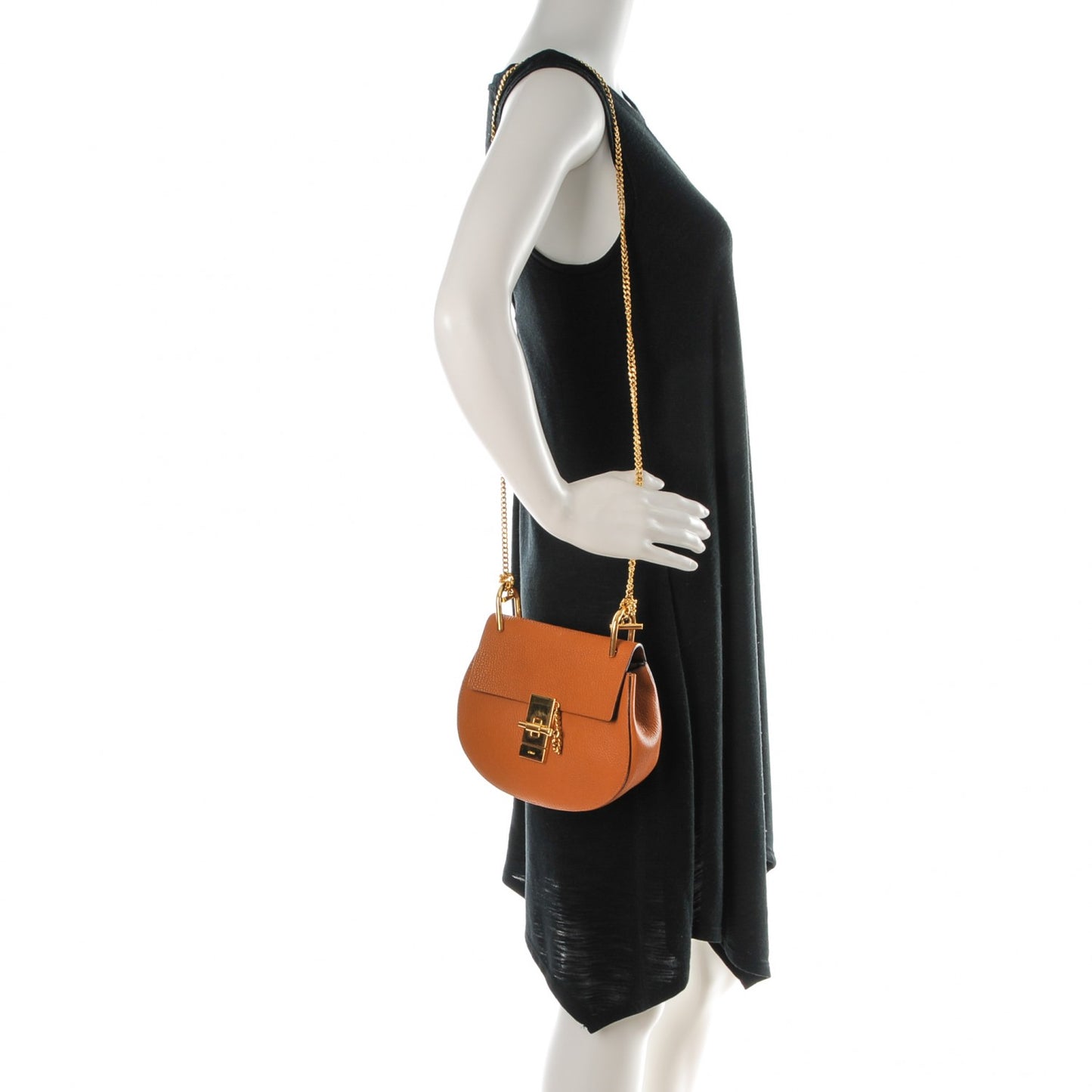 Grained Lambskin Mini Drew Shoulder Bag Caramel