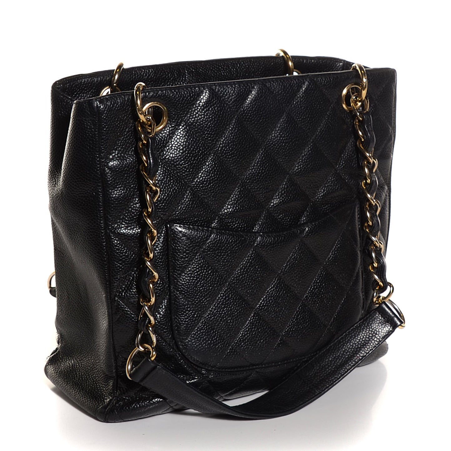 Caviar Quilted Petit Shopping Tote PST Black