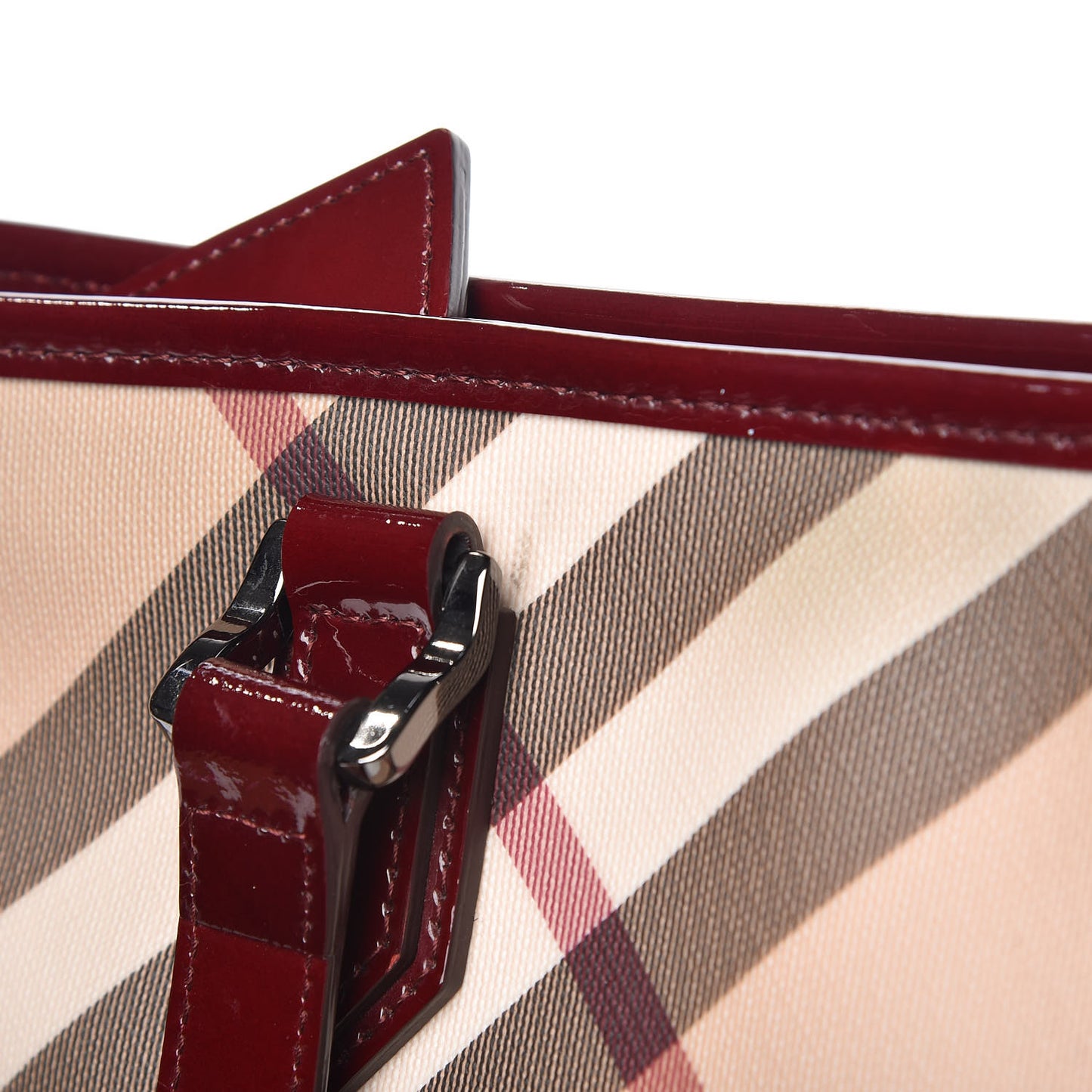 Patent Nova Check Shopper Tote Red