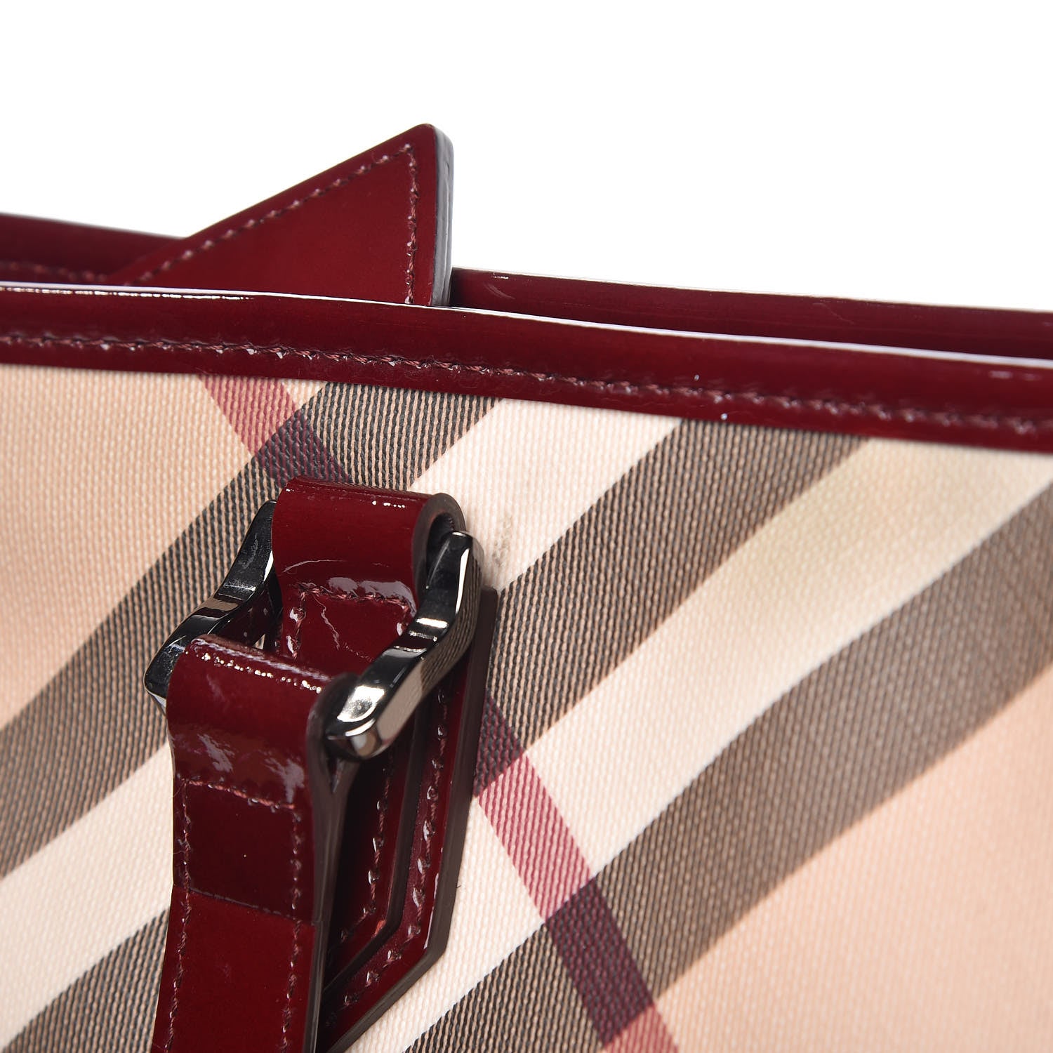 Burberry Patent Nova Check Shopper Tote Red 9 of 27