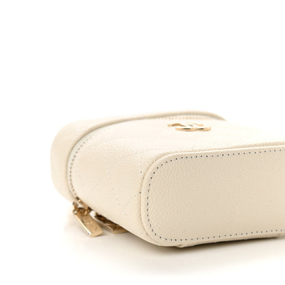 Chanel Caviar Quilted Small Handle With Care Vanity Case With Chain White 9 of 11