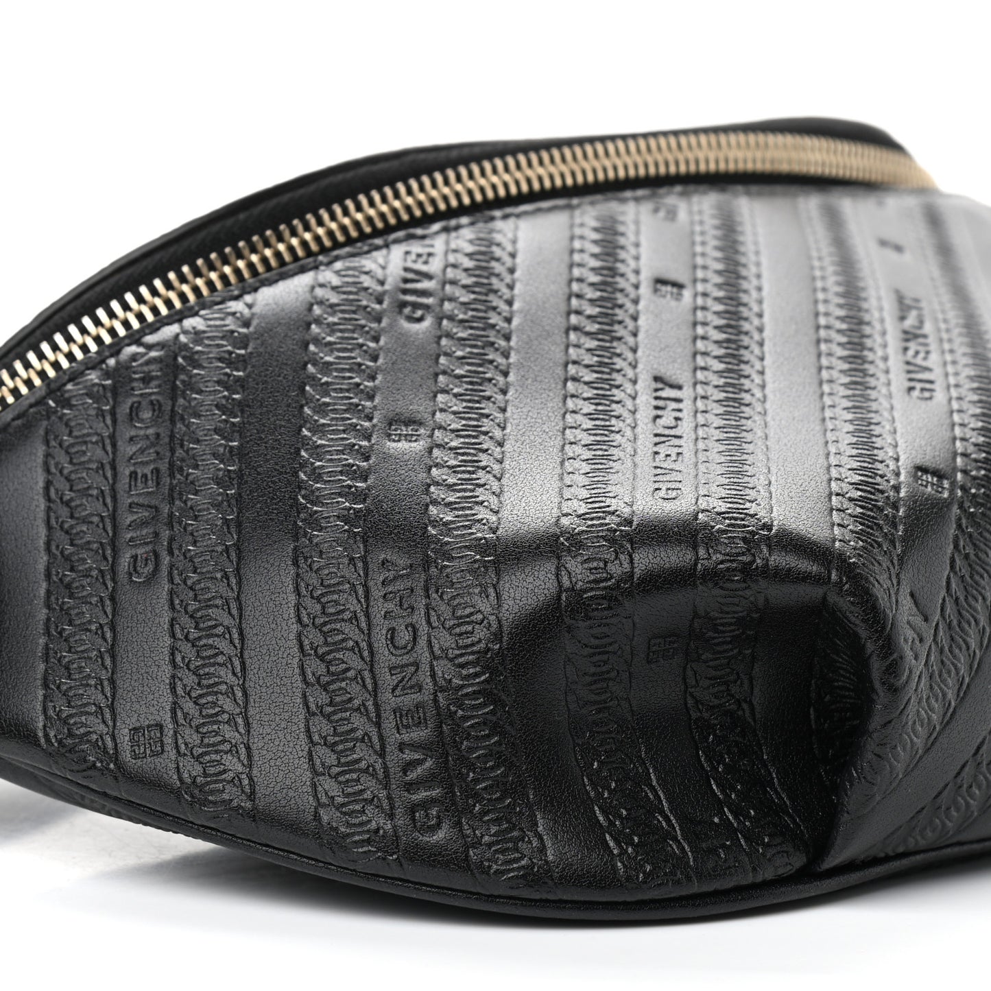 Calfskin Chain Embossed Bond Belt Bag Black