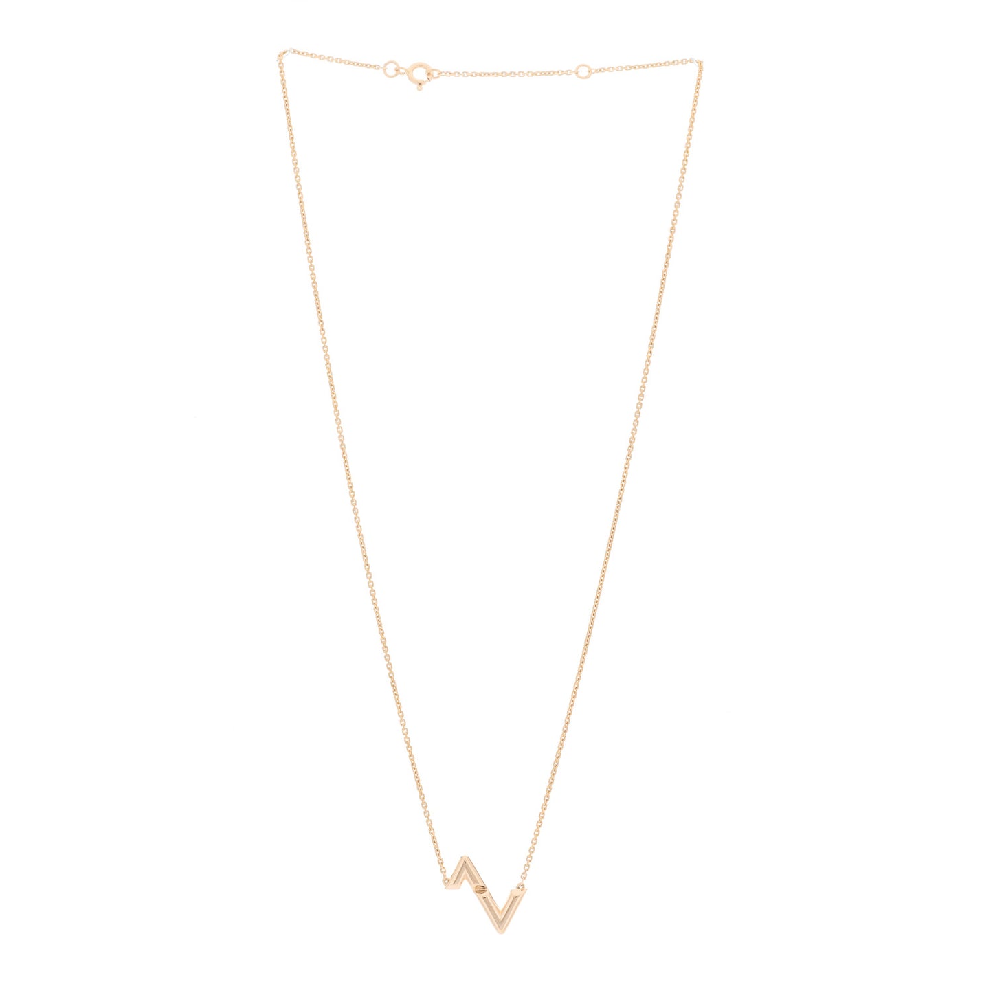 18K Pink Gold LV Volt Upside Down Pendant Necklace