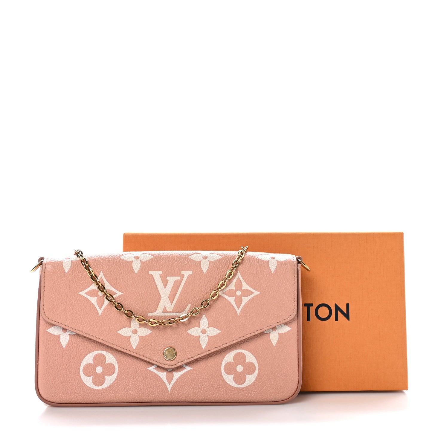 Empreinte Monogram Giant Felicie Pochette Chain Wallet Rose Trianon Creme