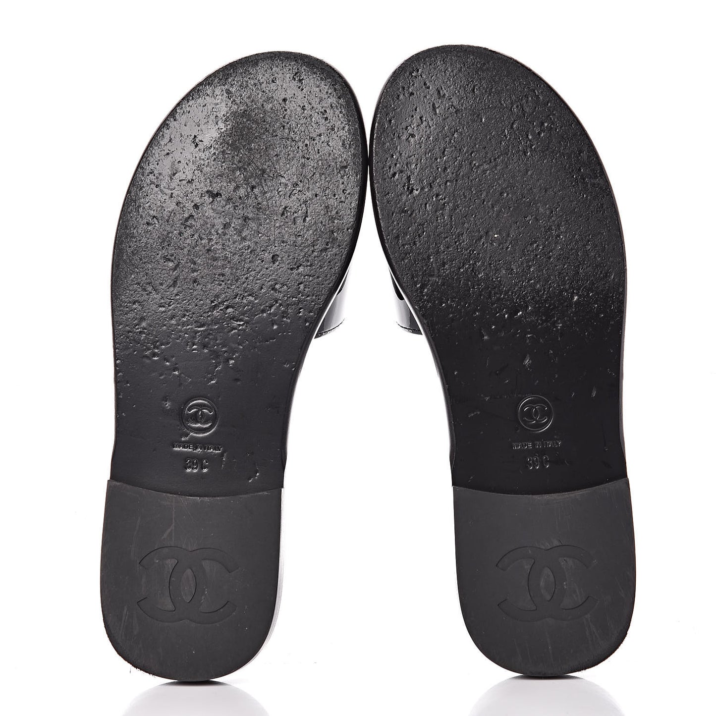 Patent Calfskin CC Slip On Mules 39 Black