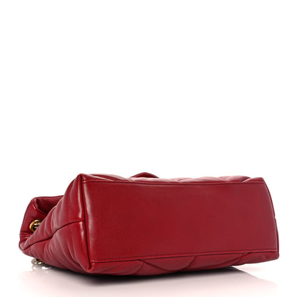 Saint Laurent Lambskin Quilted Small Loulou Puffer Monogram Chain Satchel Red 4 of 9