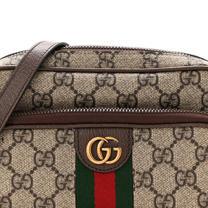 Gucci GG Supreme Monogram Textured Dollar Calfskin Web Mini Ophidia Convertible Shoulder Bag Beige Ebony New Acero 8 of 11