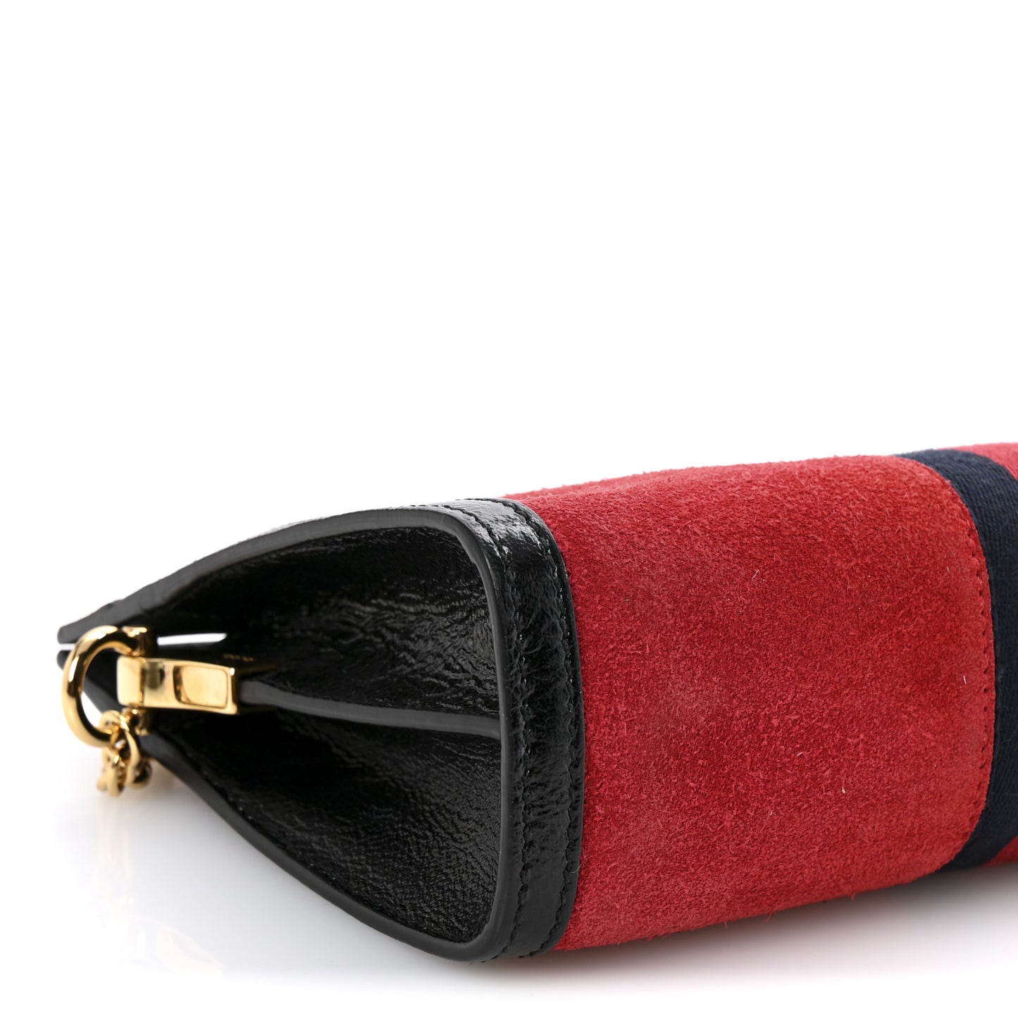 Suede Patent Web Medium Ophidia Chain Shoulder Bag Hibiscus Red Black