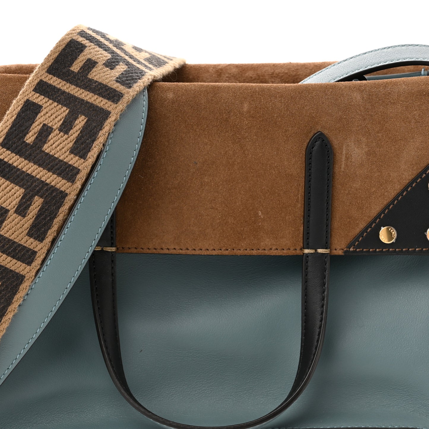 Vitello Grace Suede Small Flip Tote Azzurro Merlino Marrone Black