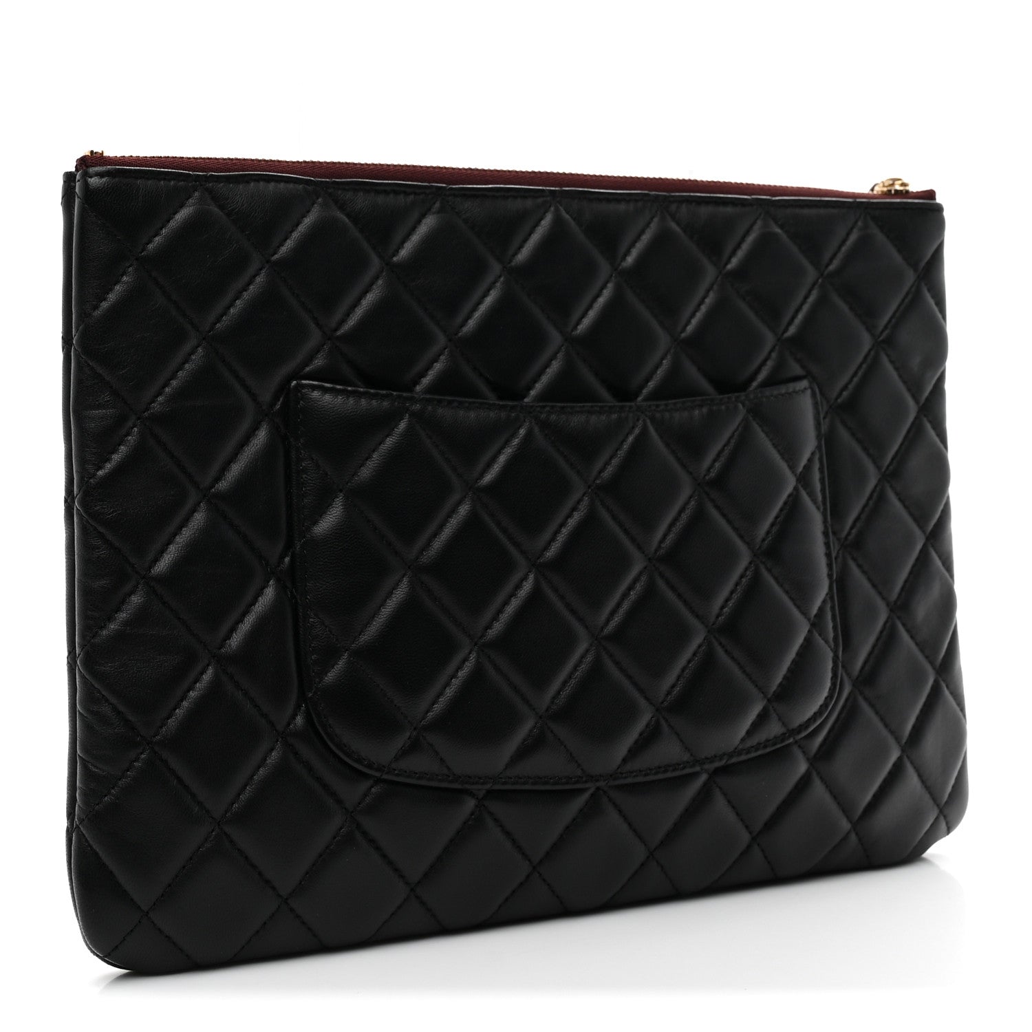 Chanel Lambskin Quilted Medium Cosmetic Case Black 1882184