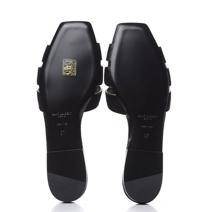 Saint Laurent Suede Tribute 05 Slide Sandals 37 Black 5 of 9