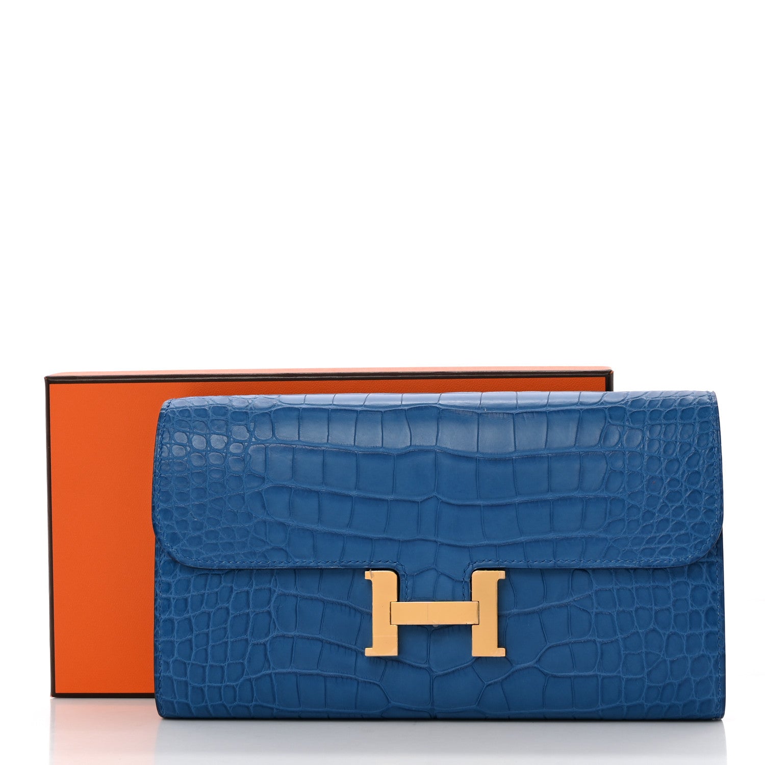 Hermes Matte Alligator Constance Long Wallet To Go Bleu Zellige 13 of 13