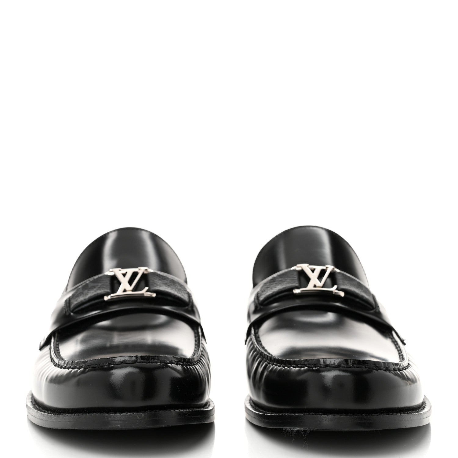Louis Vuitton Calfskin Monogram Eclipse Mens Major Loafers 12 Black 3 of 10