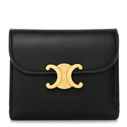 Celine Shiny Smooth Lambskin Small Triomphe Wallet Black 1 of 10