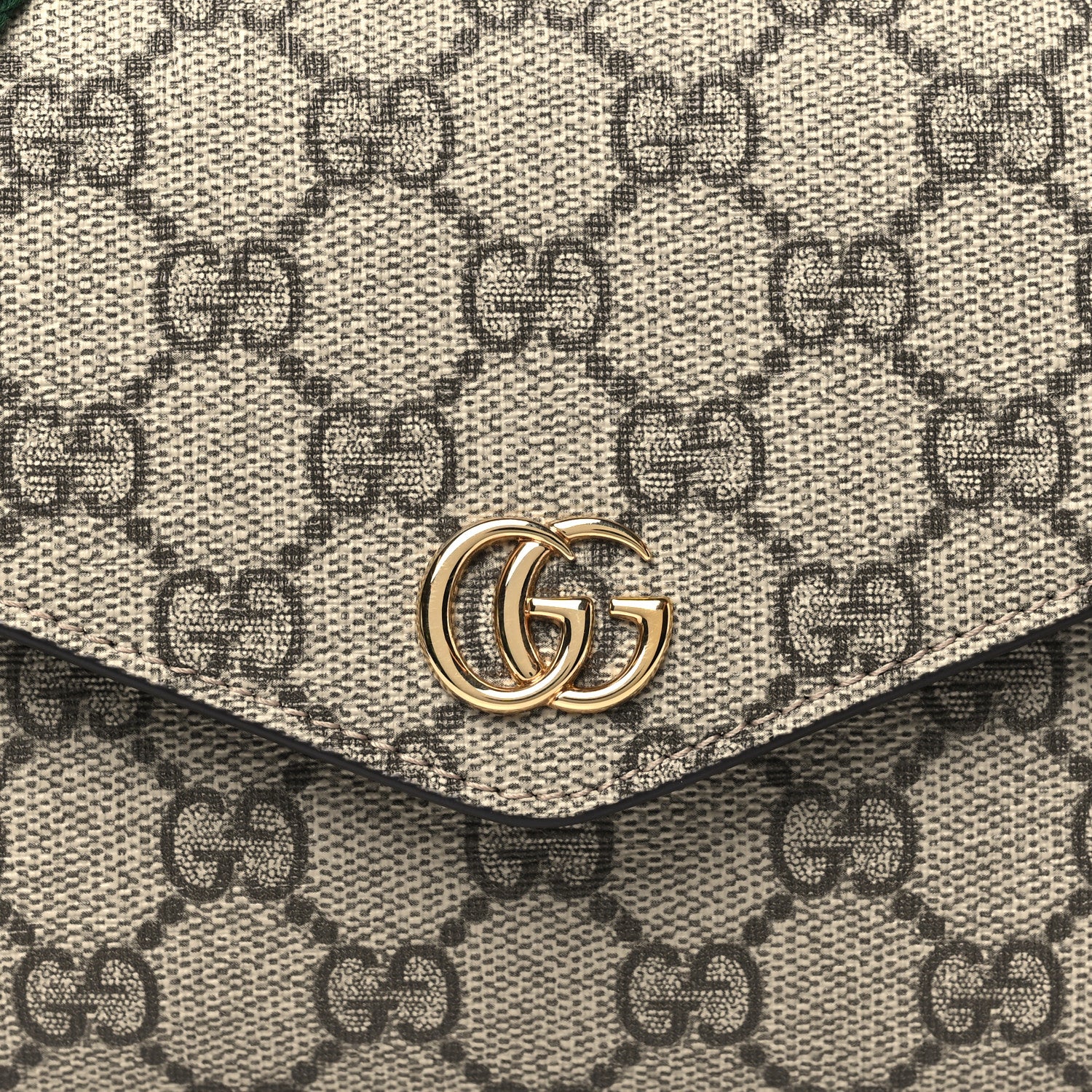 Gucci GG Supreme Monogram Textured Dollar Calfskin Web Mini Ophidia Envelope Shoulder Bag Beige Ebony New Acero 8 of 11