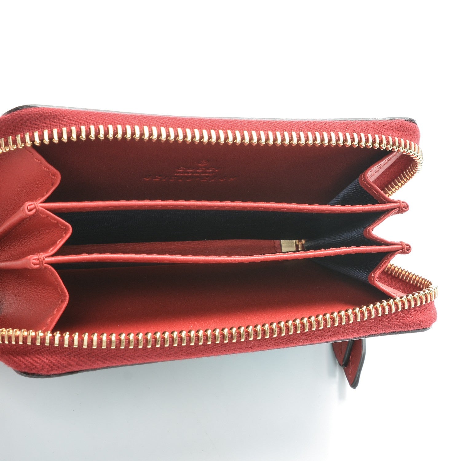 Gucci GG Supreme Monogram Blooms Zip Around Card Case Wallet Beige Blue Navy Hibiscus Red 5 of 6