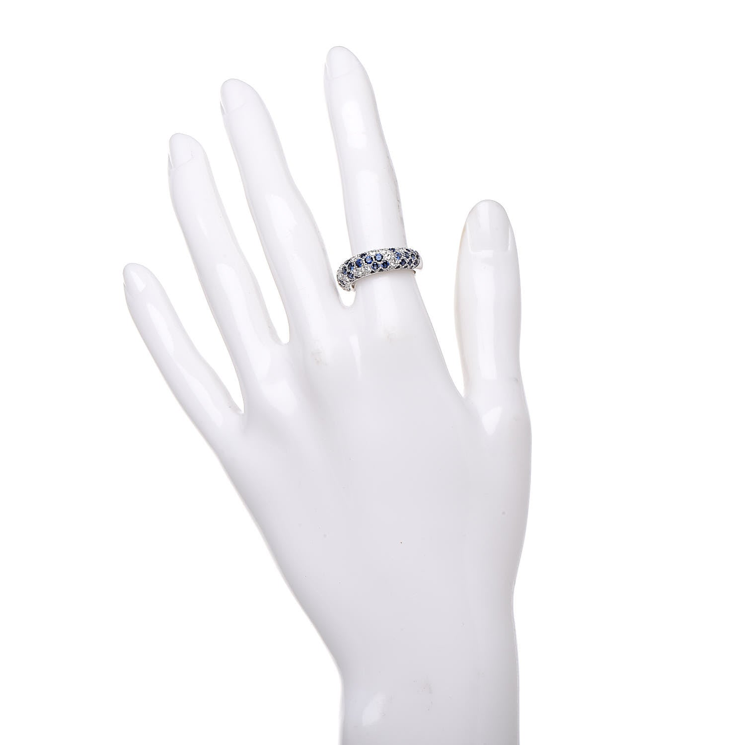 Cartier 18K White Gold Diamond Sapphire 6mm Mimi Ring 50 5.25 2 of 5
