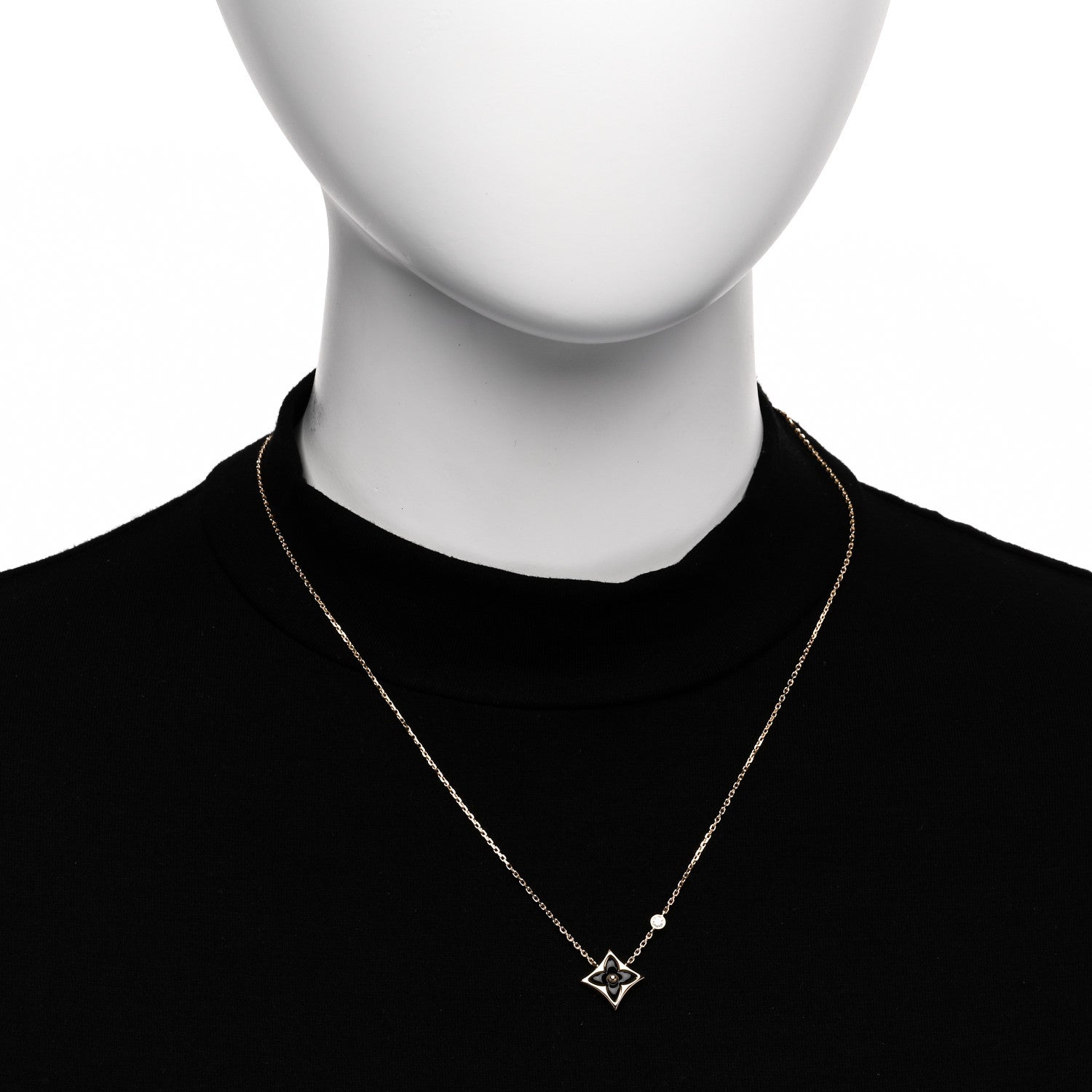 Louis Vuitton 18K Yellow Gold Diamond Black Onyx Color Blossom BB Star Pendant Necklace 2 of 6