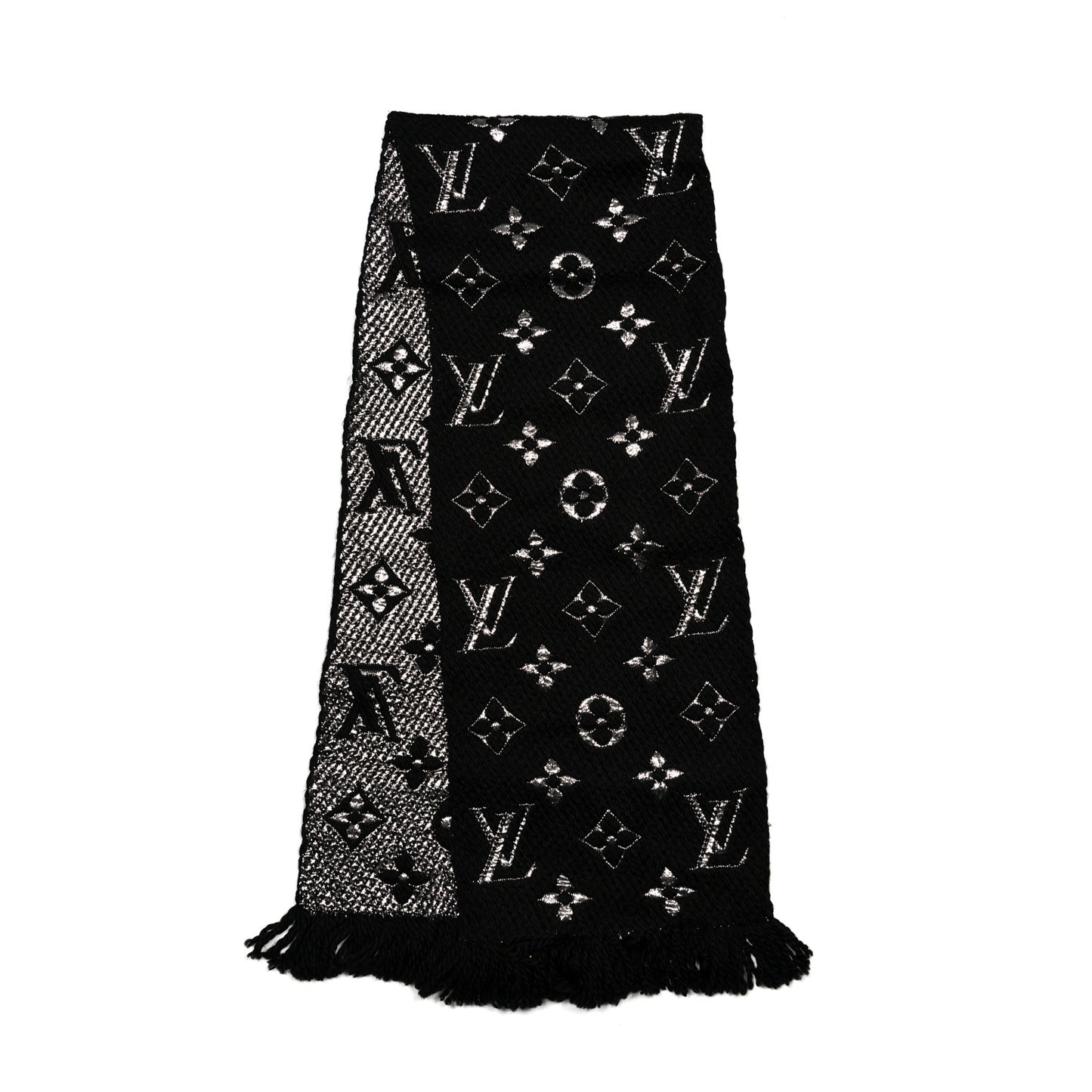 Wool Silk Logomania Shine Scarf Black