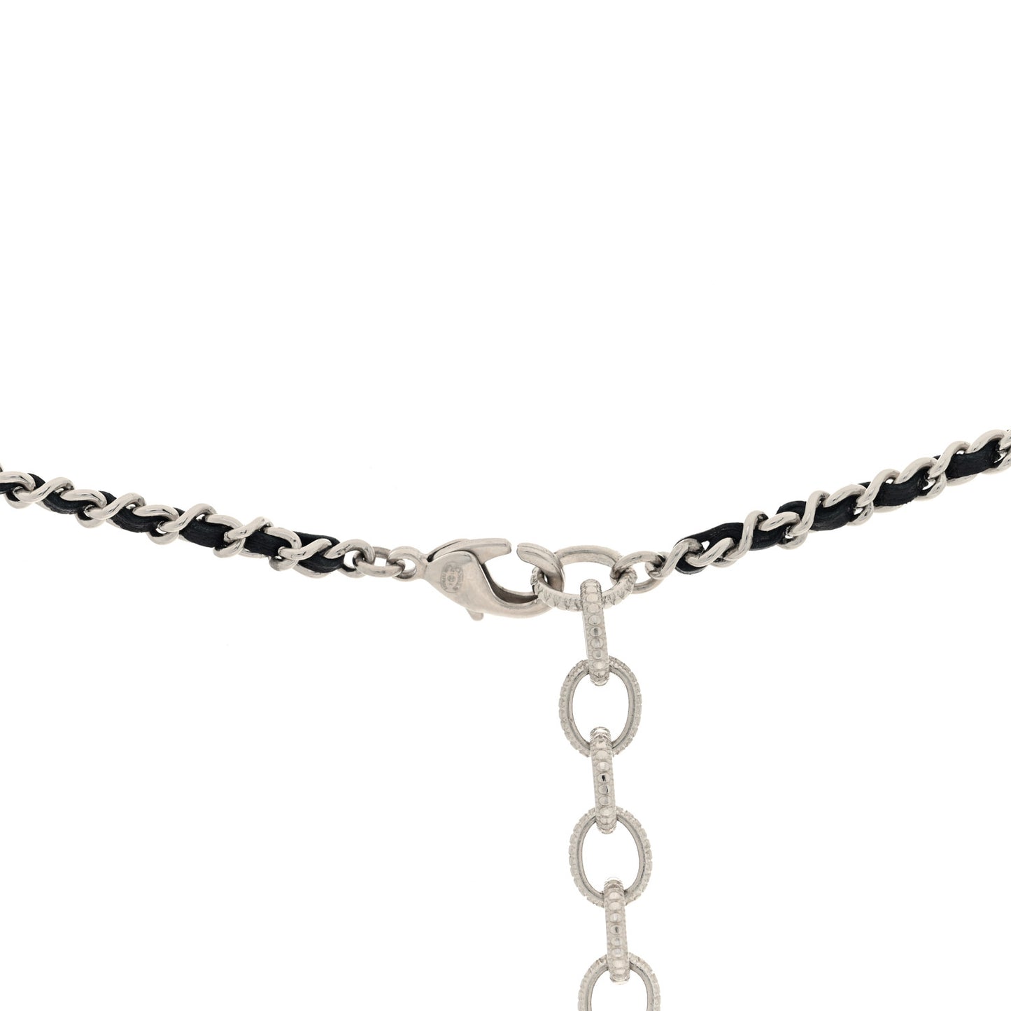 Resin Crystal Lambskin Ball Mirror Necklace Black Silver