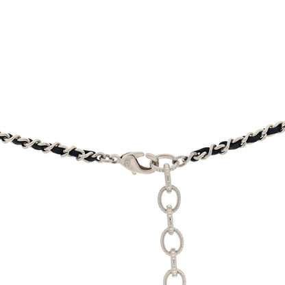 Chanel Resin Crystal Lambskin Ball Mirror Necklace Black Silver 5 of 6