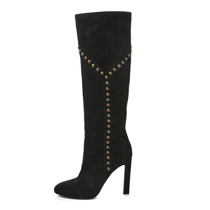 Saint Laurent Suede Otterproof Light Studded Grace 105 Boots 39.5 Black 1 of 7