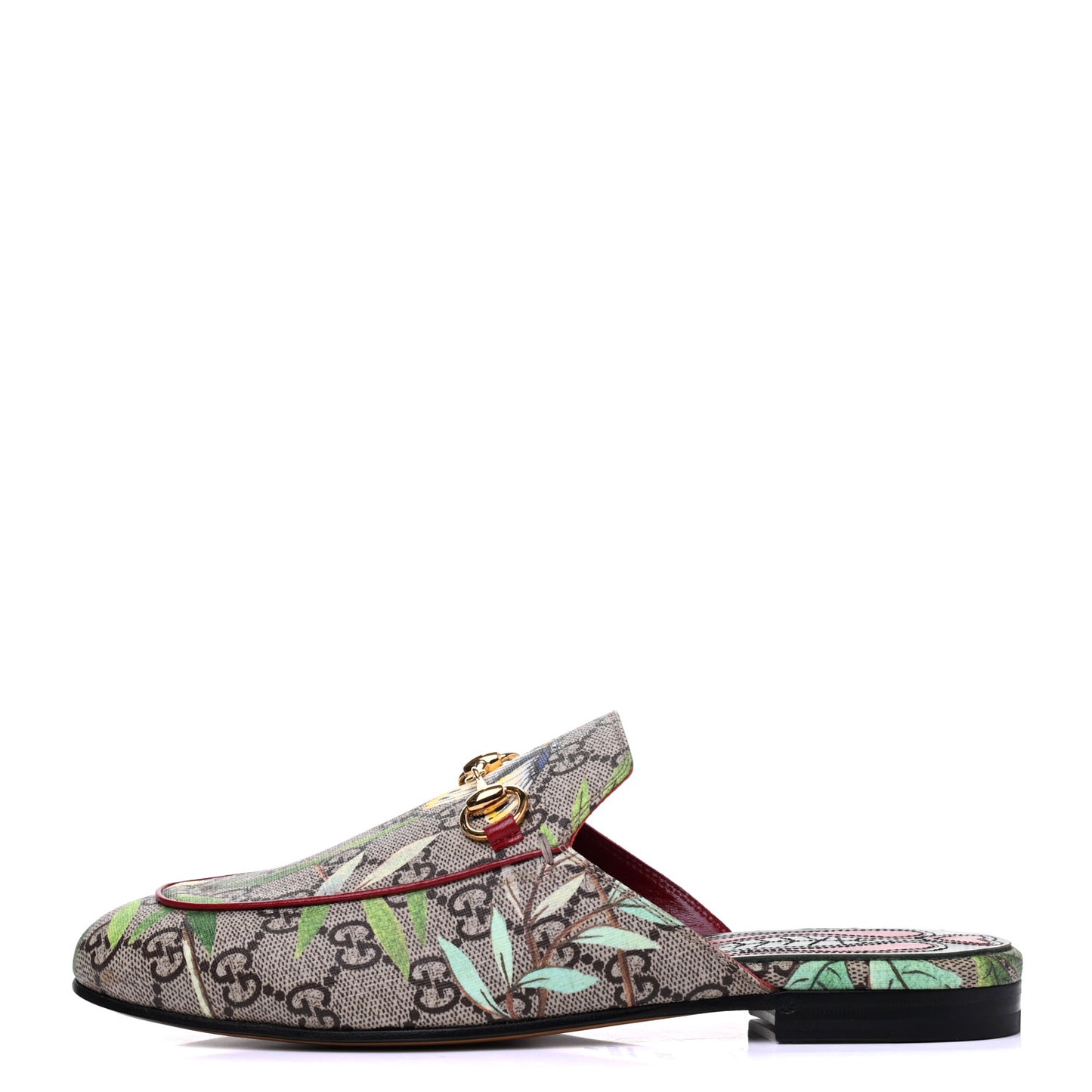 GG Supreme Monogram Tian Womens Princetown Slippers 36.5 Beige Ebony Multicolor