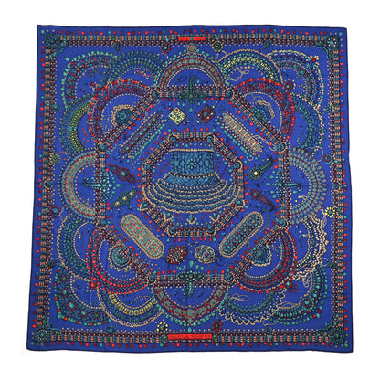 Hermes Cashmere Silk Parures Des Maharajas Shawl 140 Iris Rouge Petrole 1 of 5