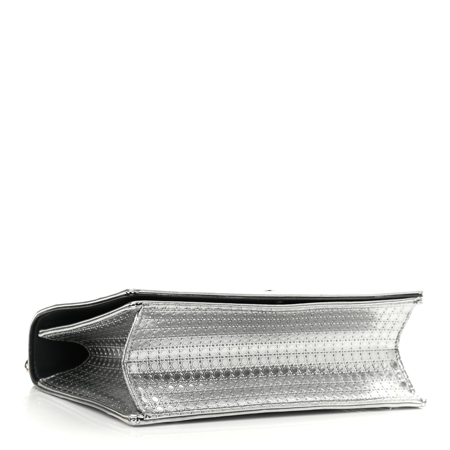 Metallic Patent Micro-Cannage Medium Diorama Flap Bag Silver