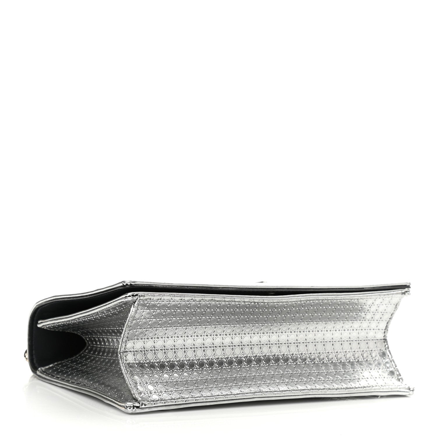 Christian Dior Metallic Patent Micro-Cannage Medium Diorama Flap Bag Silver 4 of 10
