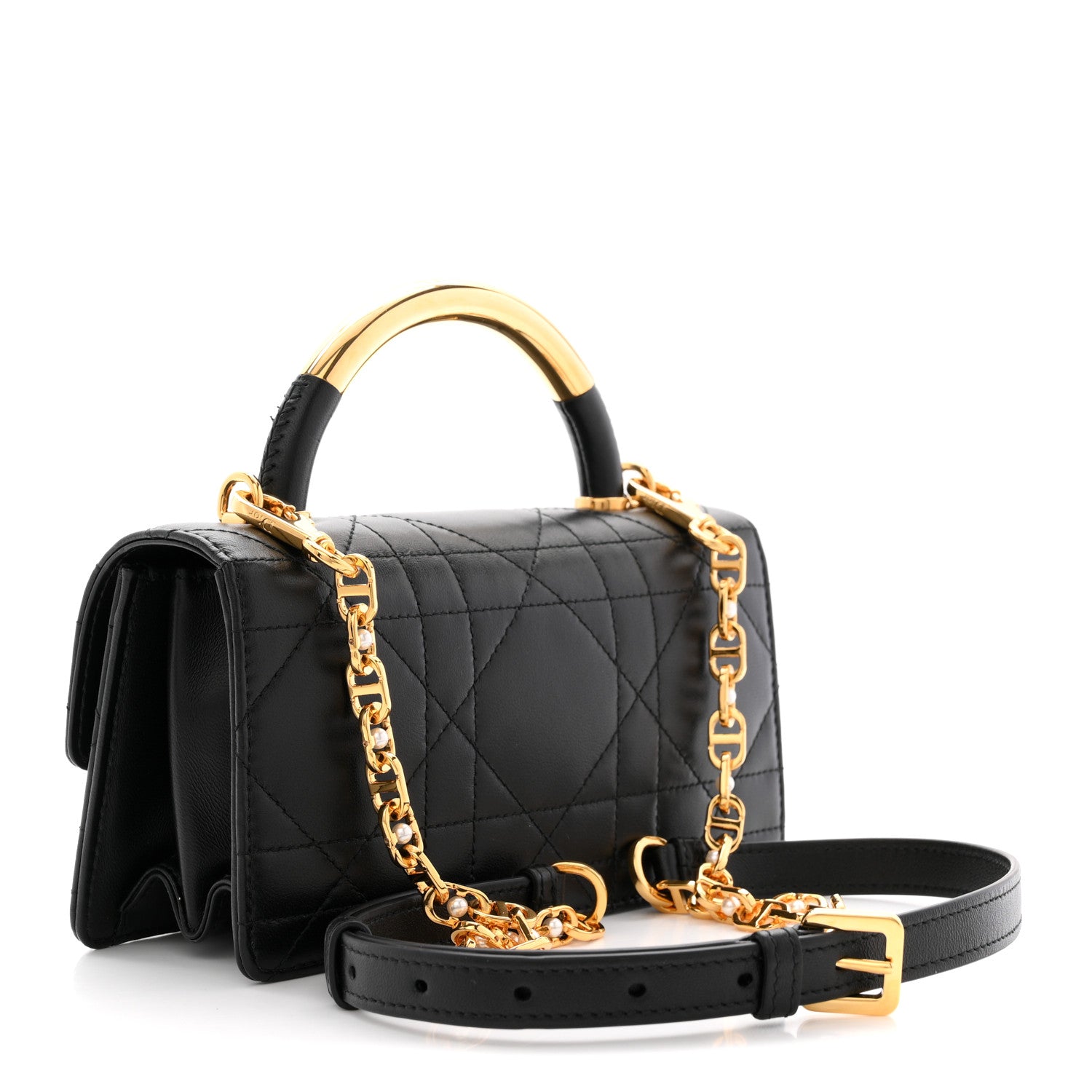 Christian Dior Calfskin Cannage Mini Ange Bag Black 3 of 9