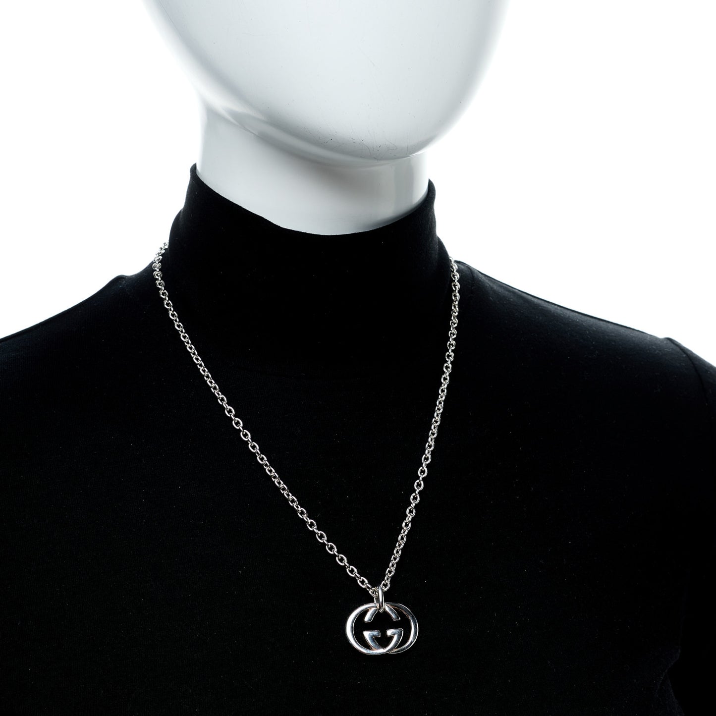 Sterling Silver Britt Interlocking GG Pendant Necklace