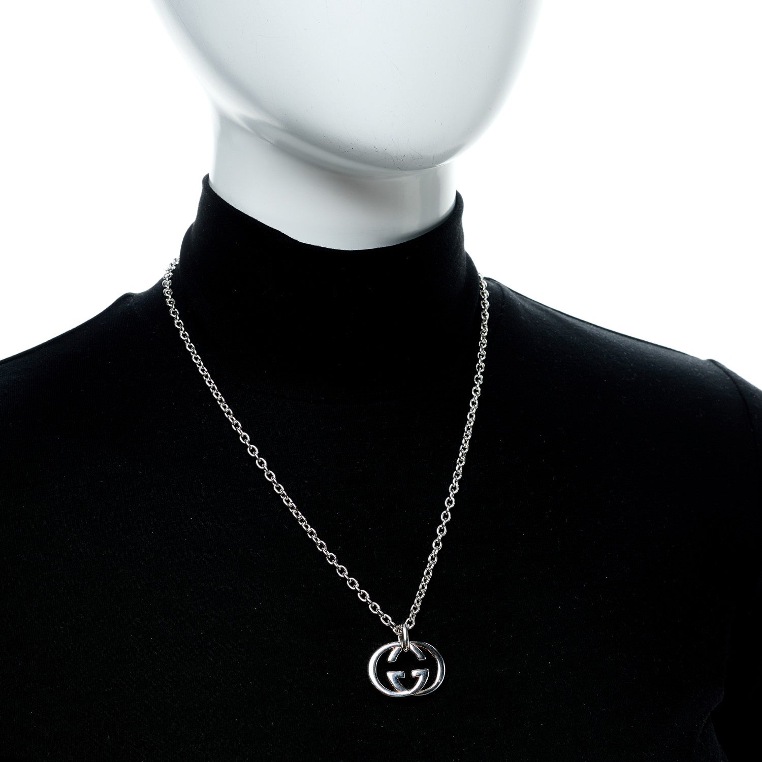 Gucci Sterling Silver Britt Interlocking GG Pendant Necklace 2 of 4