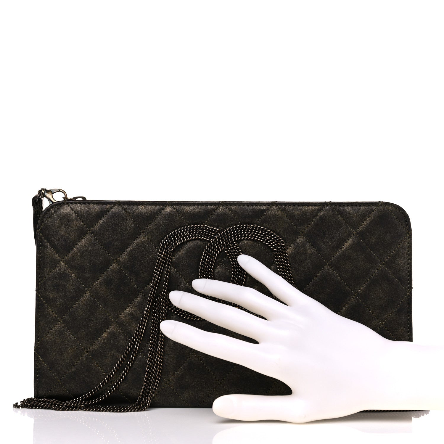 Chanel Calfskin Quilted Chain CC Chain Clutch Argent Fonce 2 of 14