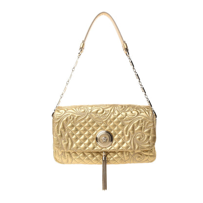 Versace Metallic Nappa Barocco Quilted Calliope Vanitas Shoulder Bag Gold 1 of 9