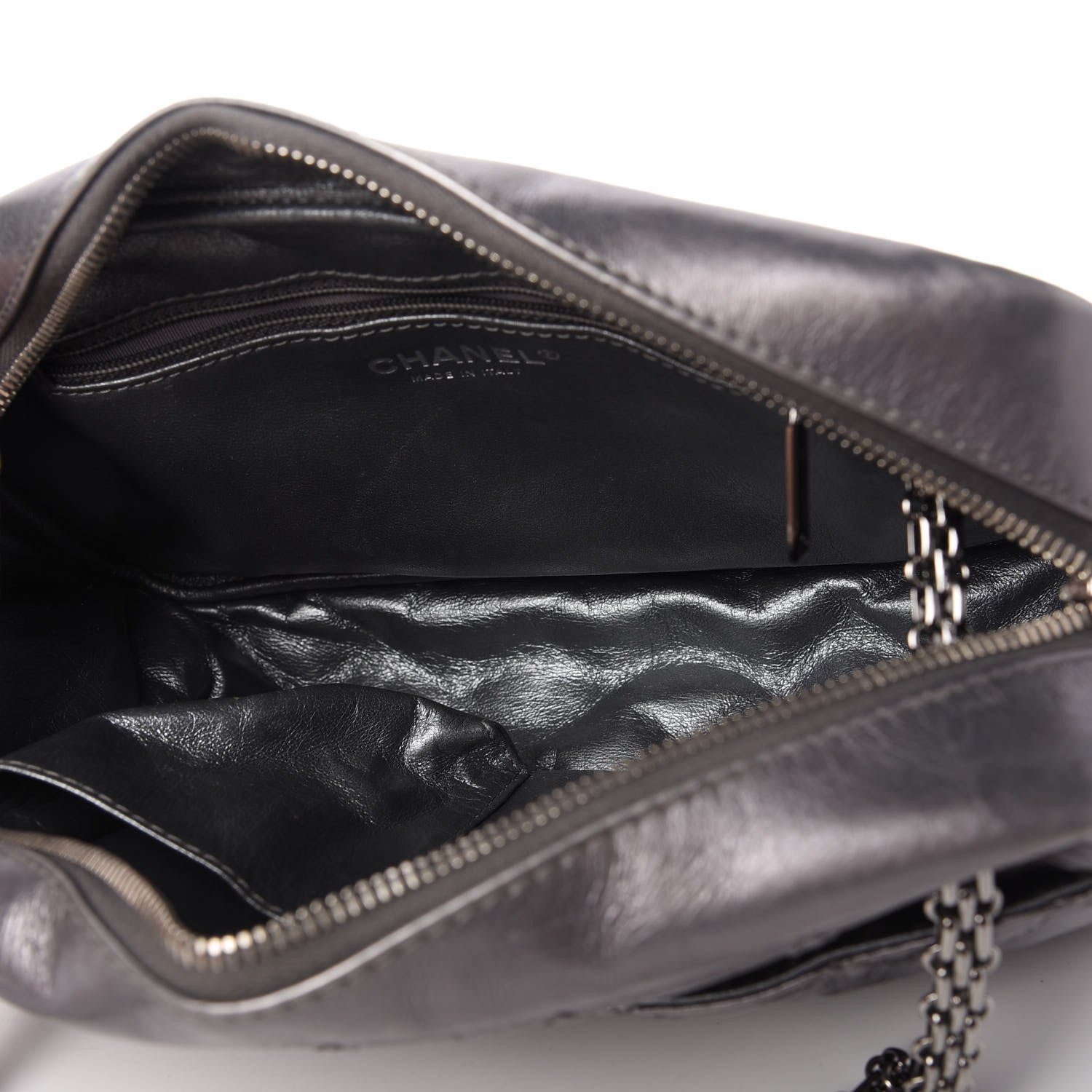 Chanel Metallic Aged Calfskin Quilted Medium Reissue Camera Case Dark Silver 5 of 10