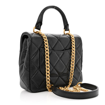 Chanel Shiny Caviar Quilted Mini Top Handle Flap Black 3 of 11