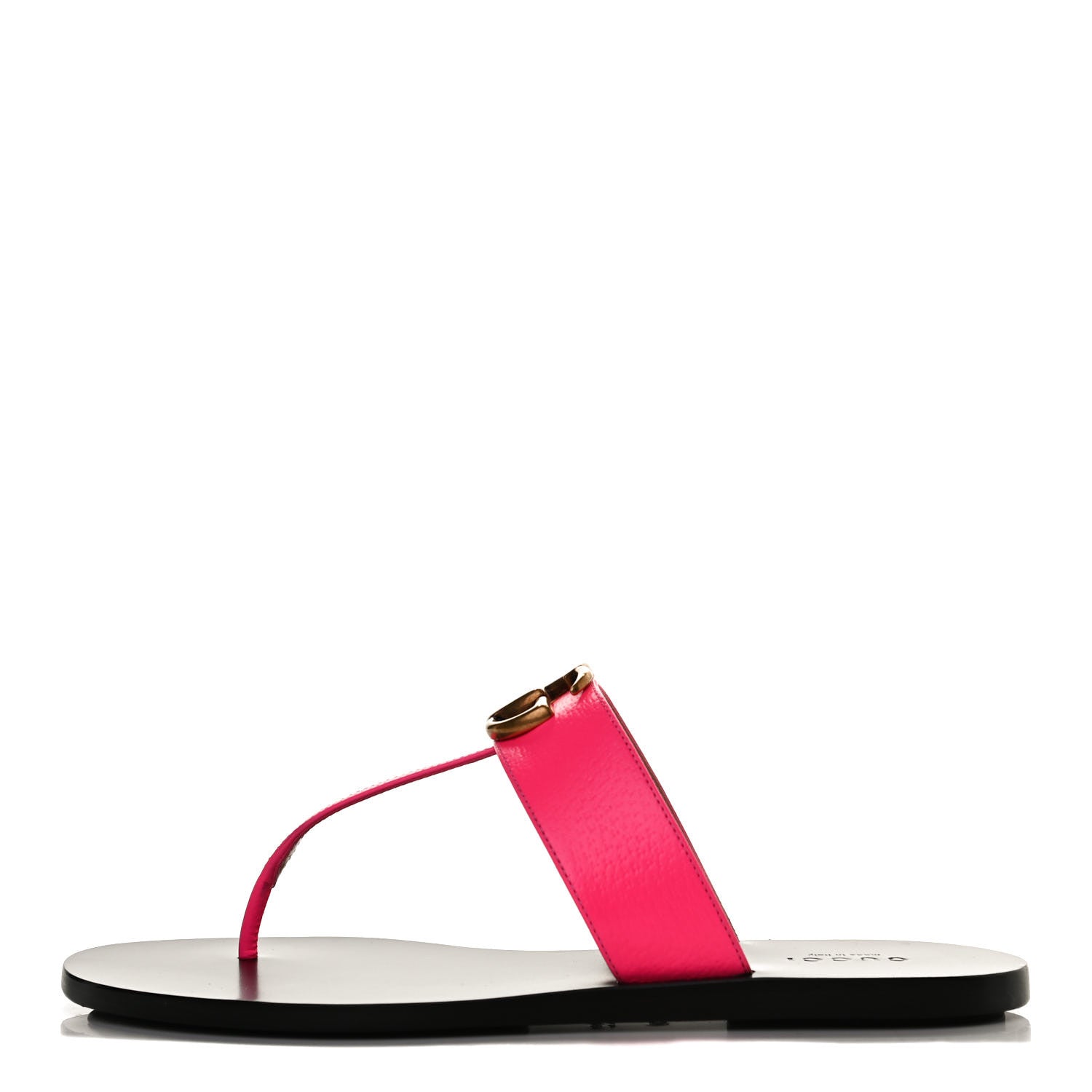 Gucci Calfskin GG Marmont Thong Sandals 37 Fuxia Fluo 1 of 12