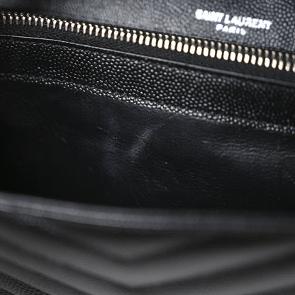 Saint Laurent Grain De Poudre Matelasse Chevron Monogram Chain Wallet Black 10 of 12