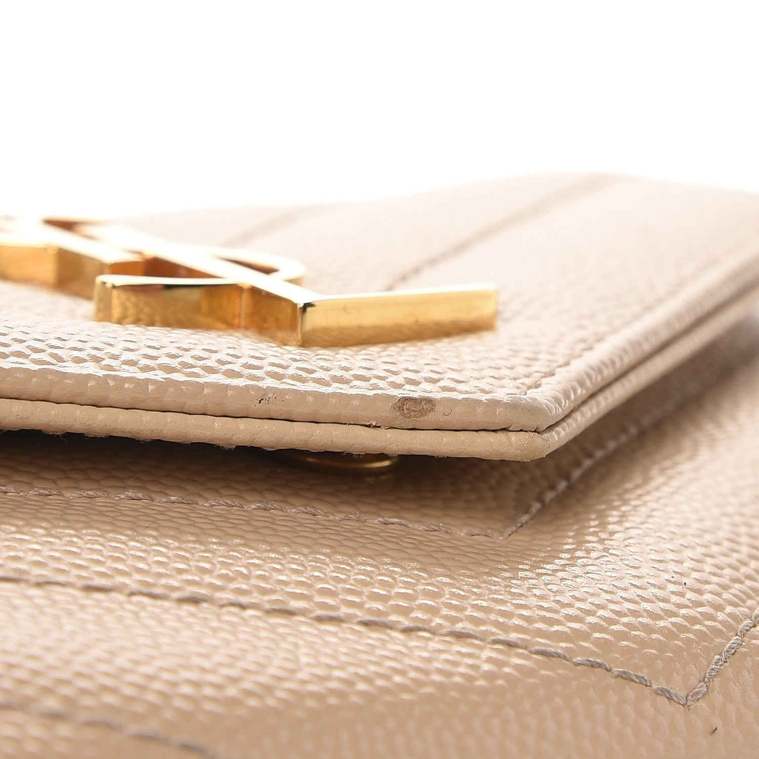 Saint Laurent Grain De Poudre Matelasse Chevron Small Monogram Envelope Wallet Nude Powder 8 of 11