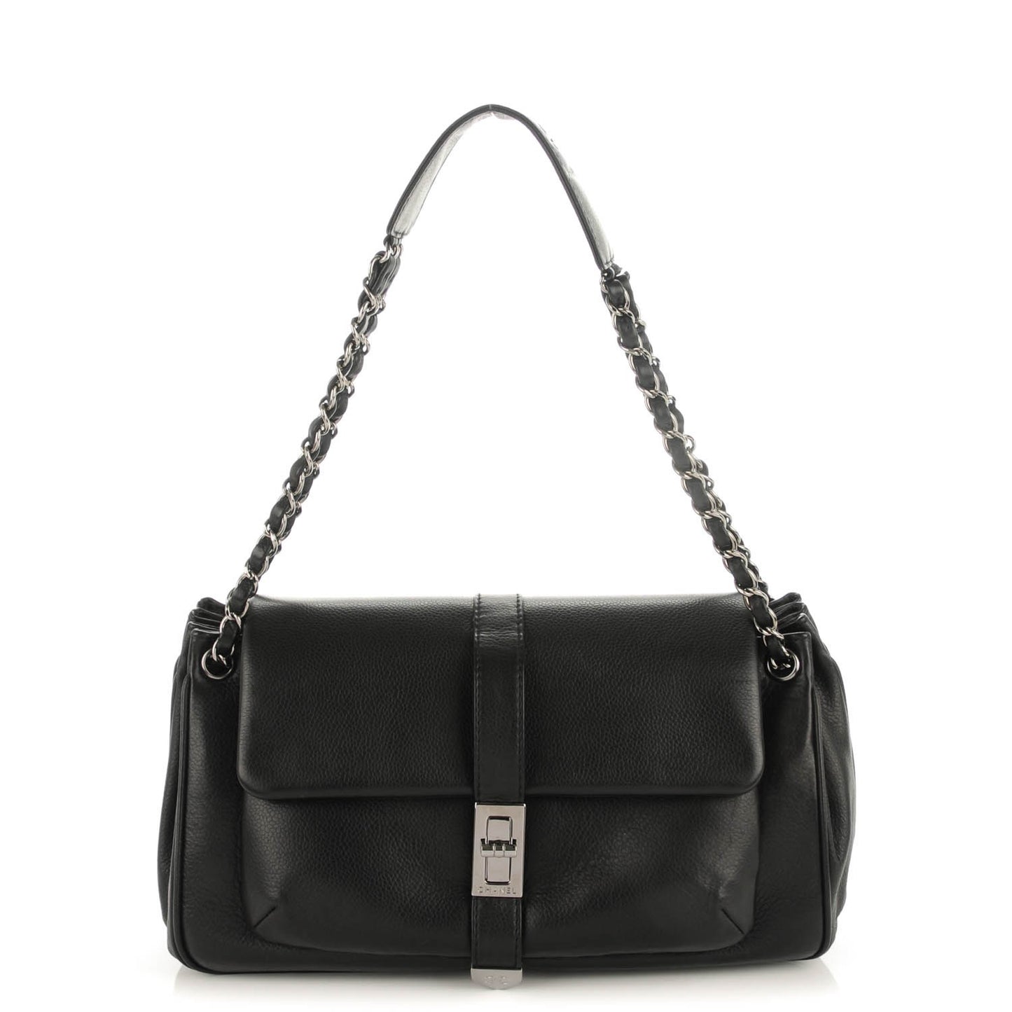 Caviar Mademoiselle Lock Accordion Flap Black