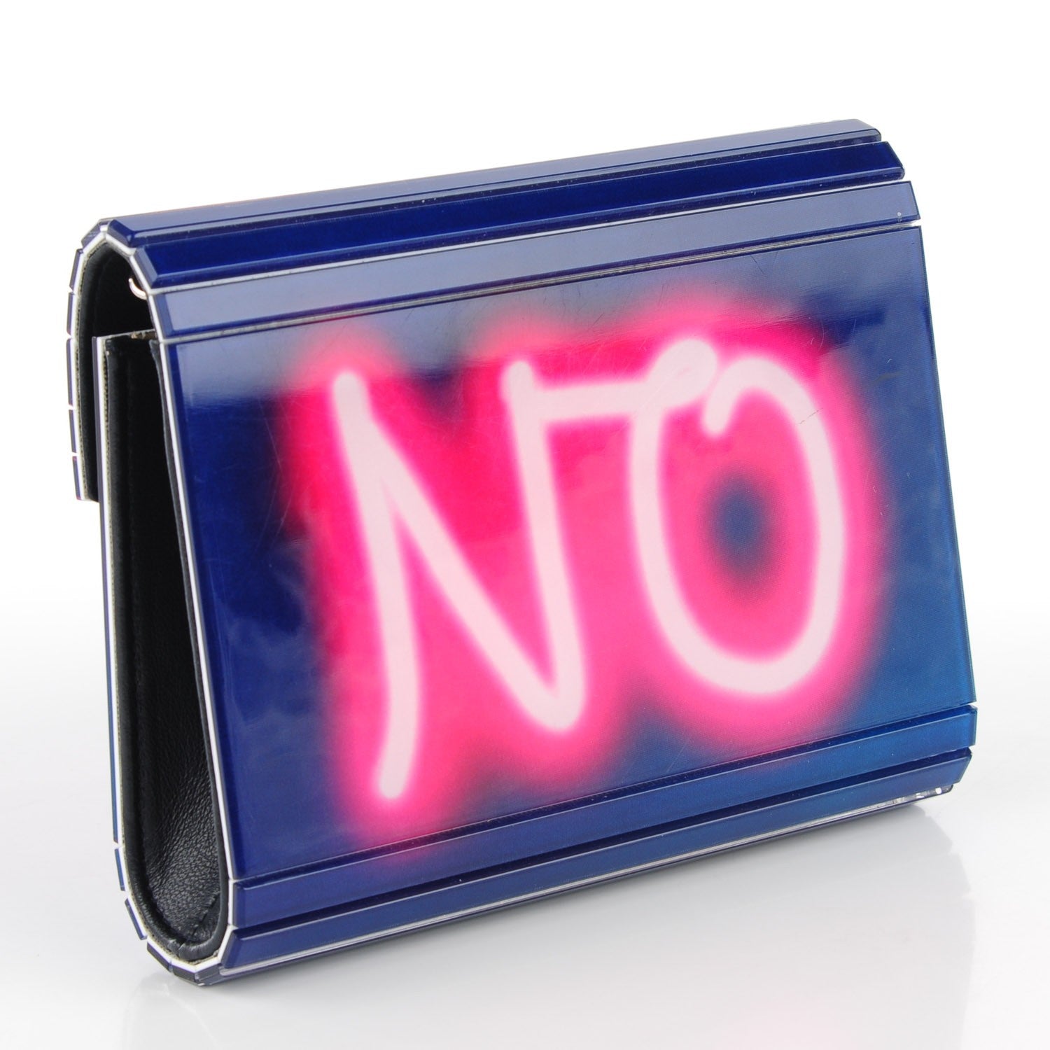 Jimmy Choo Acrylic Neon Light Candy Yes/No Clutch Navy Raspberry 3 of 8