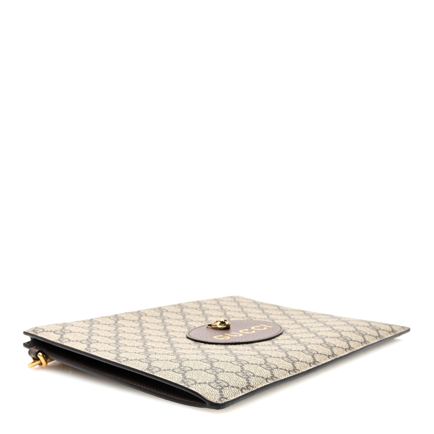GG Supreme Monogram Neo Vintage Zip Wristlet Pouch Beige New Acero Crop
