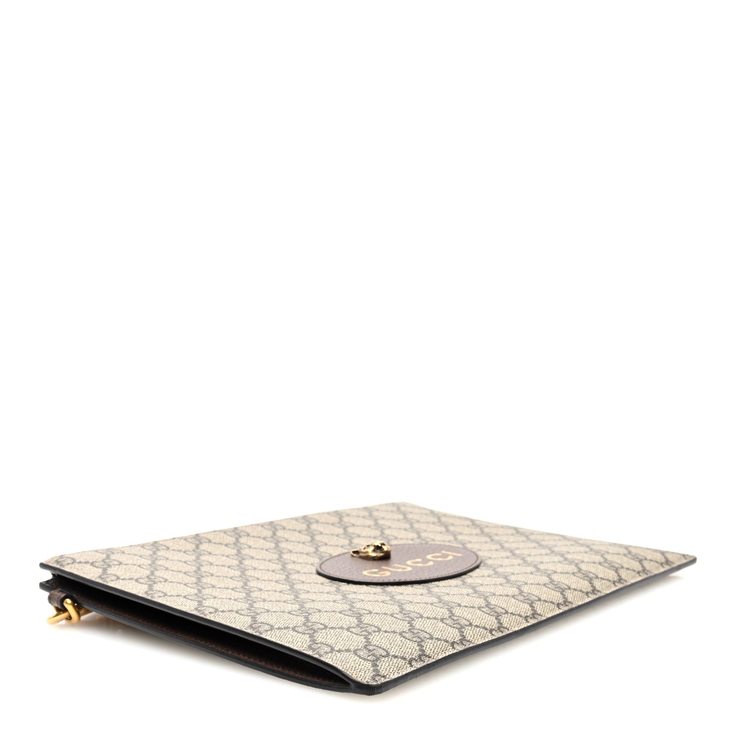 Gucci GG Supreme Monogram Neo Vintage Zip Wristlet Pouch Beige New Acero Crop 4 of 6