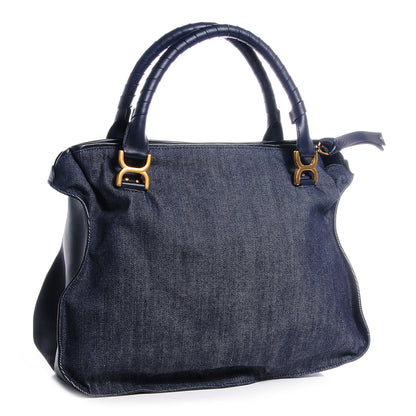 Chloe Denim Large Marcie Satchel Navy 3 of 10