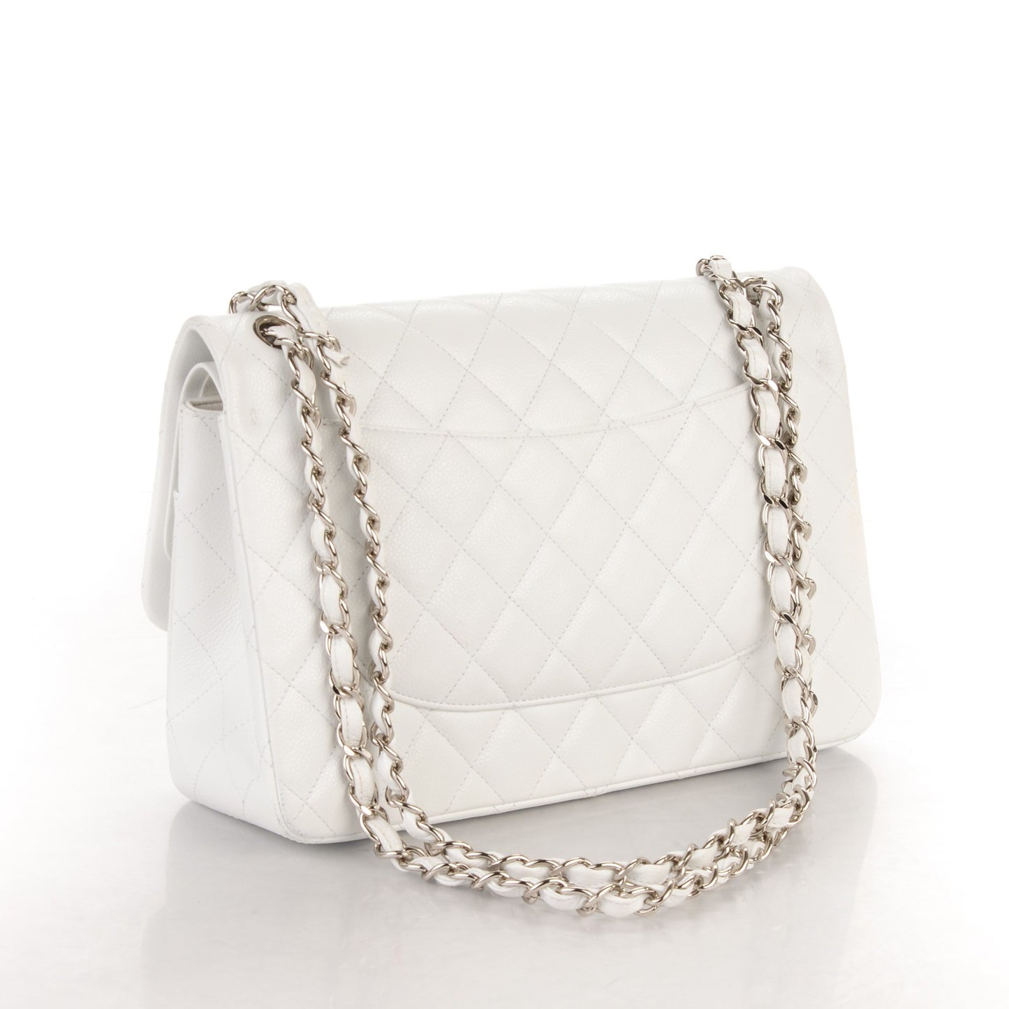 Caviar Quilted Jumbo Double Flap White