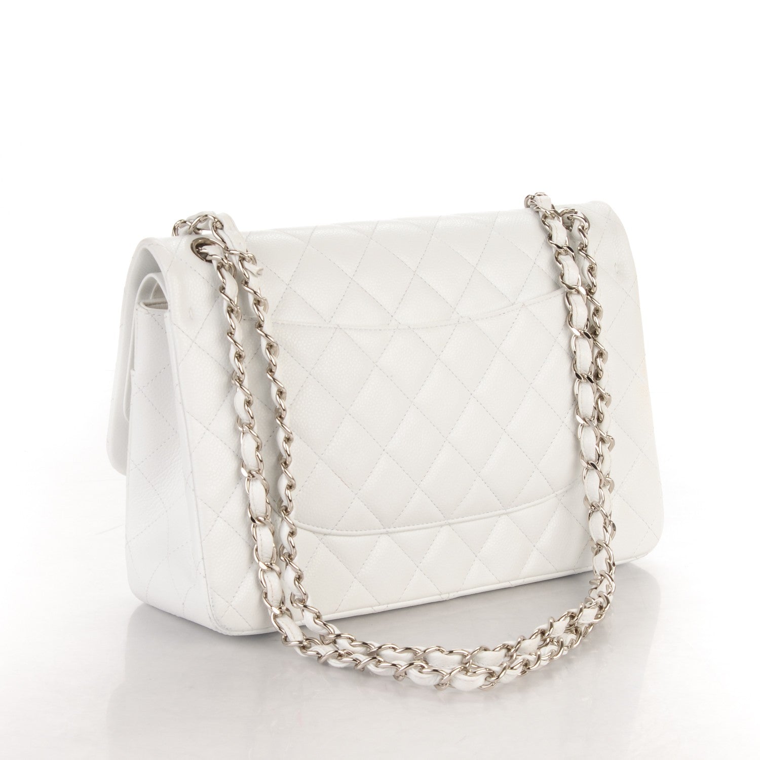 Chanel Caviar Quilted Jumbo Double Flap White 3 of 8