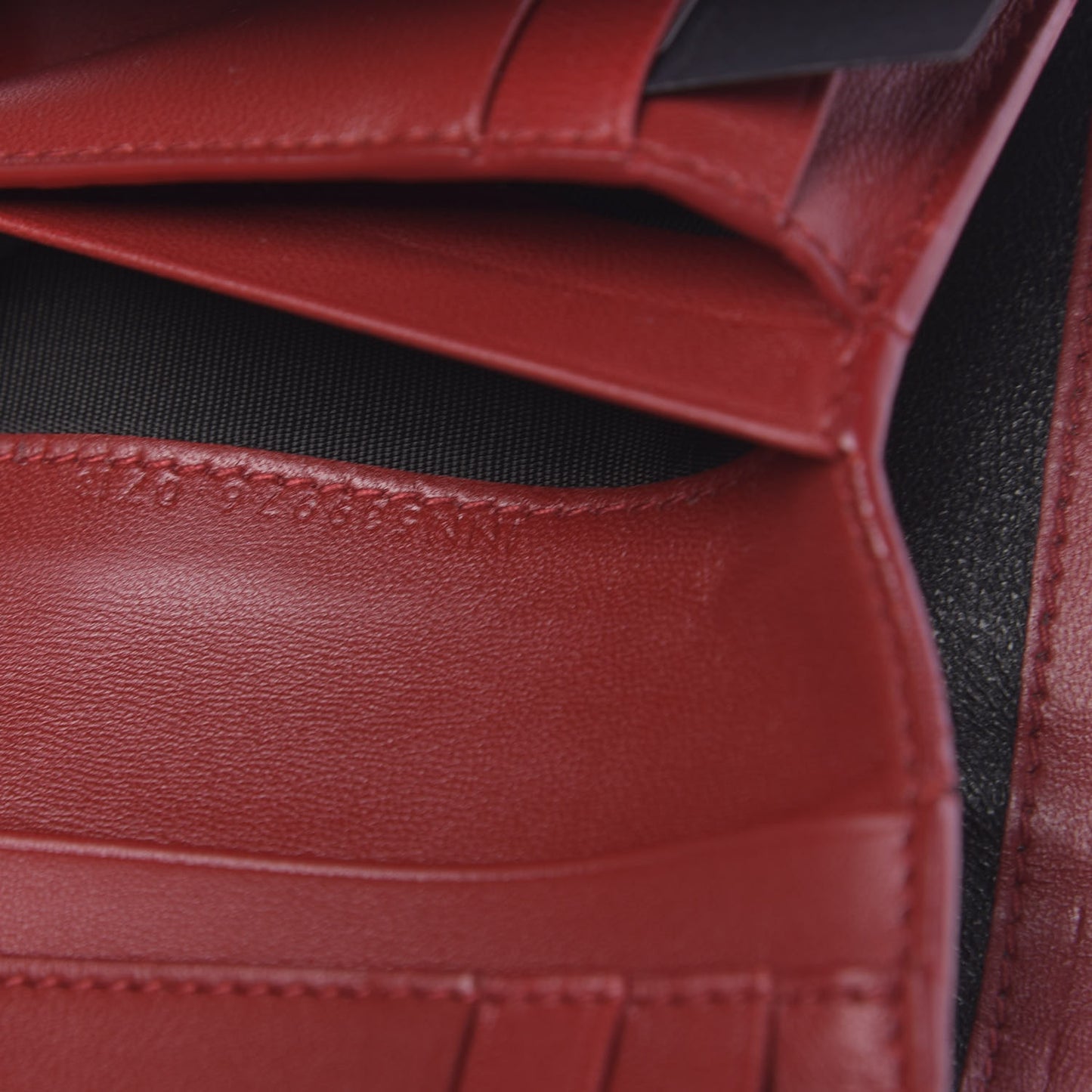 Patent Matelasse Monogram Vicky Tri-Fold Wallet Rouge