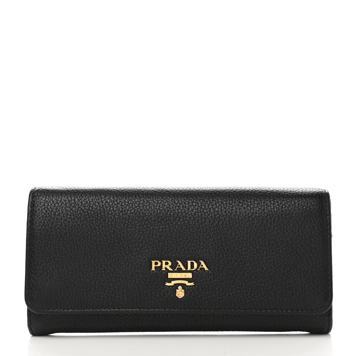 Prada Vitello Grain Continental Flap Wallet Black 2 of 8
