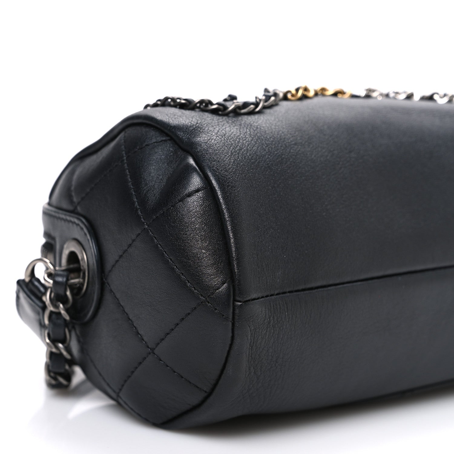Chanel Metallic Lambskin Signe Bowling Bag Black 9 of 10